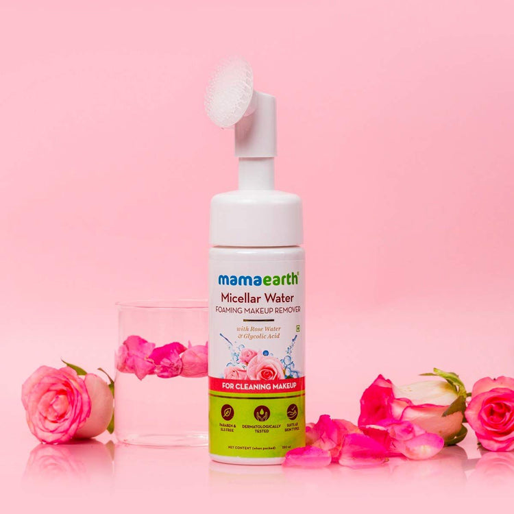Micellar Water Foaming Makeup Remover with Rose Water and Glycolic Acid for Makeup Cleansing - 150 ml