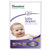 Himalaya Baby Diaper Tape Style, Medium (M), 54 Count, (7 - 12 kg), With Anti-Rash Shield, Indian Aloe Vera and Yashad Bhasma, Silky Soft Inner Layer