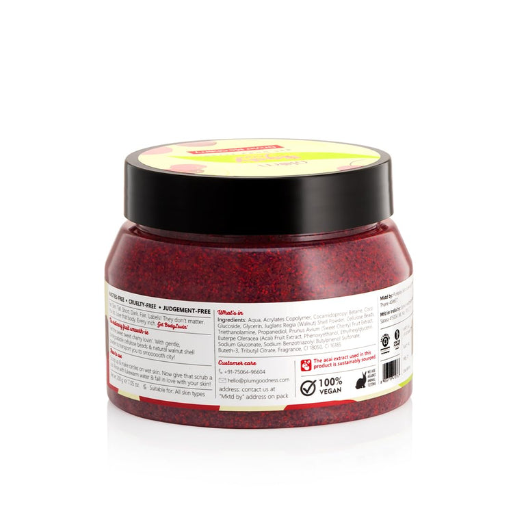 Plum BodyLovin' Drivin' Me Cherry Gel Body Scrub | Sulphate & Paraben Free | 100% Vegan | 200 g