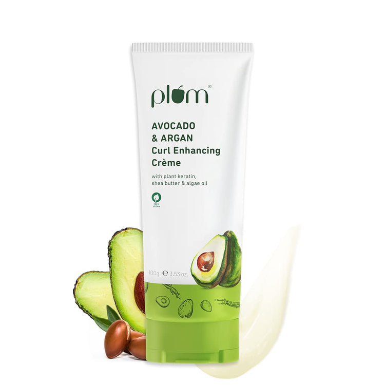 Plum Avocado & Argan Oil Curl Gel for Curly Hair I Curly Hair Product Women & men | Defines Curls, smoothens curls & Hydrates I 110ml