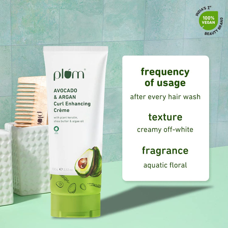 Plum Avocado & Argan Oil Curl Gel for Curly Hair I Curly Hair Product Women & men | Defines Curls, smoothens curls & Hydrates I 110ml