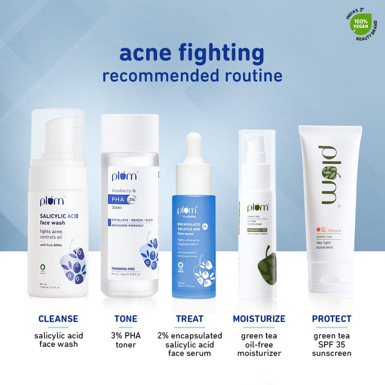 Plum thinkDERMA 2% Encapsulated Salicylic Acid Face Serum | Fights Active Acne | Regulates Sebum | Controls Oil | Calms & Soothes Inflammation | Lightweight & Quick-absorbing | 100% Vegan | 30 ml