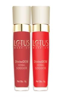 LOTUS MAKE-UP Divine Dew Natural Light Coverage Herbal Sindoor for Combination Skin Combo 21R Love Drop: 20M Rosy Blush (8g+8g) (Pack of 2)