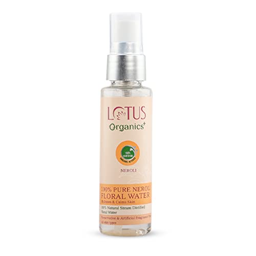 Lotus Organics+ 100% Pure Neroli Floral Water | For Sunburn Irritation & Rashes| No Preservatives & Artificial Fragrance | 100% Certified Organic Actives | All Skin Types | 50ml