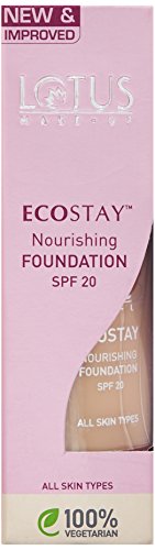 LOTUS MAKE-UP Lotus Herbals Ecostay Nourishing Light Coverage Liquid Foundation Suitabe for All Skin Types SPF 20, Royal Ivory, 30ml ,Matte Finish