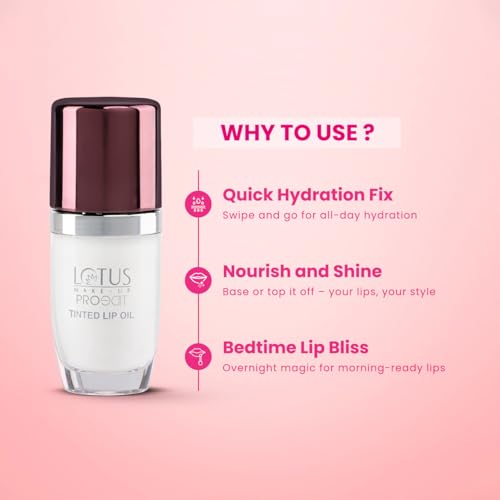 Lotus Make-Up Proedit Tinted Lip Oil Enriched with Hyaluronic Acid | Lip Treatment | Lightweight | Non-Sticky | 6.5ml (Translucent, 6.5ml)
