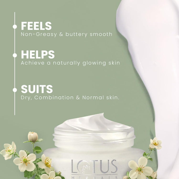 Lotus Herbals WhiteGlow Deep Moisturising cream, SPF 20, Face cream for Dry skin, 60g