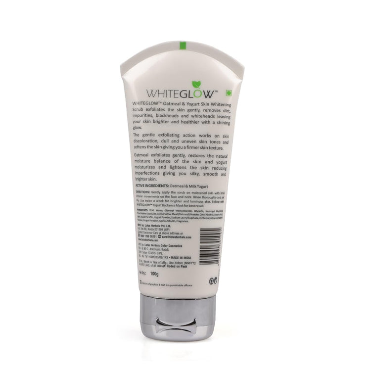 Lotus Herbals White Glow Oatmeal & Yogurt Skin Whitening Scrub (100g) - Pack of 2