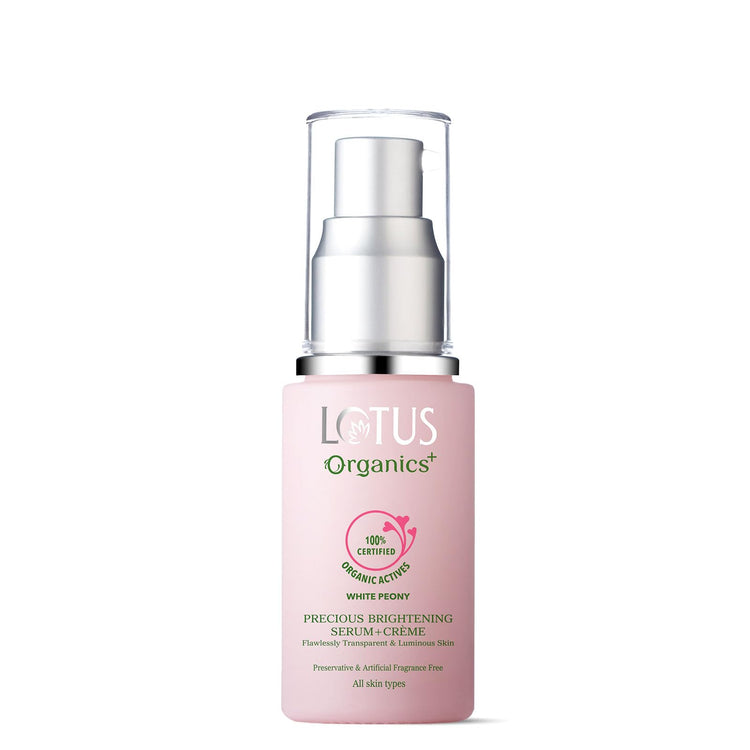 Lotus Organics+ Precious Brightening Serum + Cream | 100% Organic White Peony | Sulphate & Paraben Free | All Skin Types | 30g