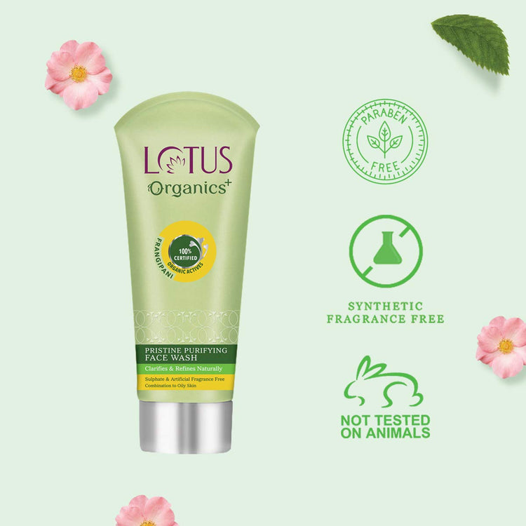 Lotus Organics+ Pristine Purifying Face Wash | Oil Control & Clarifying | Sulphate Free | 100% Certified Organic Irish Moss | All Skin Types | 100 ml