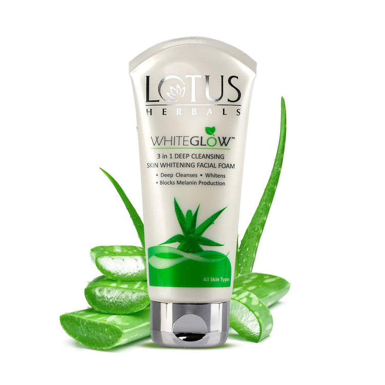 Lotus Herbals 3 in 1 Deep Cleansing Facial Foam | Face Wash for Women & Men | Blocks Melanin Production | Acne-Control & Oil-Control | Fades Dark Spots ||50g (Pack of 2)