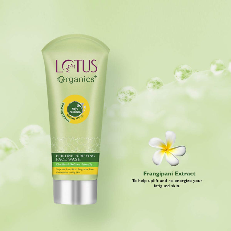 Lotus Organics+ Pristine Purifying Face Wash | Oil Control & Clarifying | Sulphate Free | 100% Certified Organic Irish Moss | All Skin Types | 100 ml