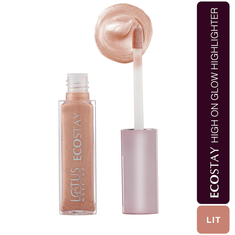 Lotus Make-Up Ecostay High On Glow Highlighter | Illuminating Liquid Highlighter | Lightweight & Blendable | 7ml (Lit, 7ml)