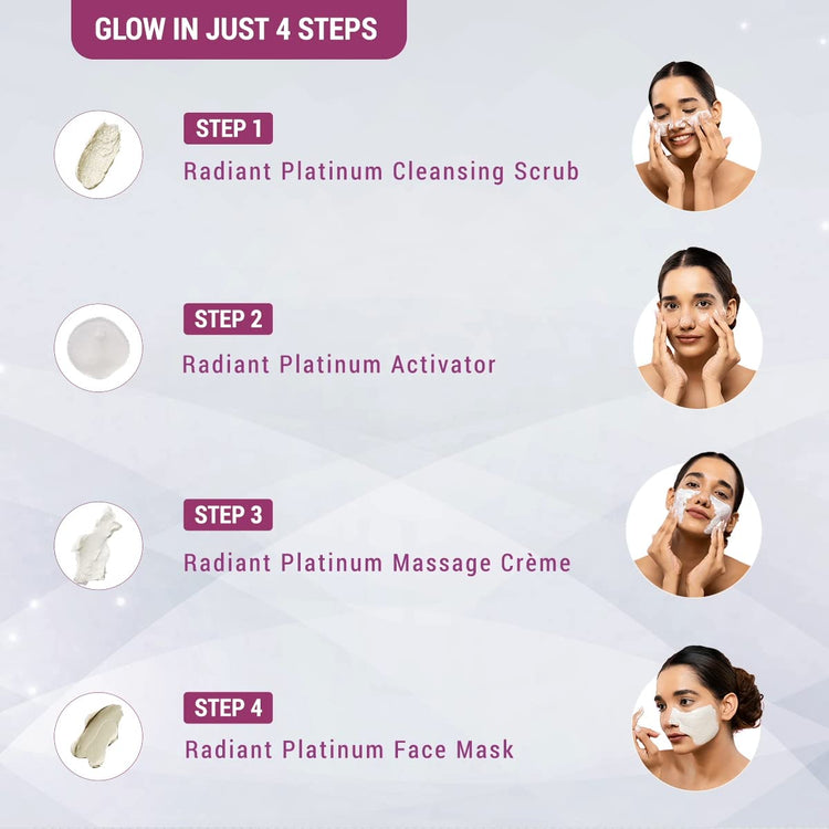 Lotus Herbals Radiant Platinum Cellular Anti-Ageing Facial Kit 4 in 1 Pack | 200g