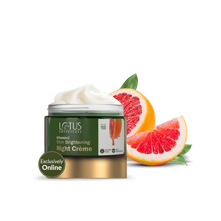 Lotus Botanicals Skin Brightening Night Crème | Vitamin C | Silicon & Chemical Free | All Skin Types | 45g