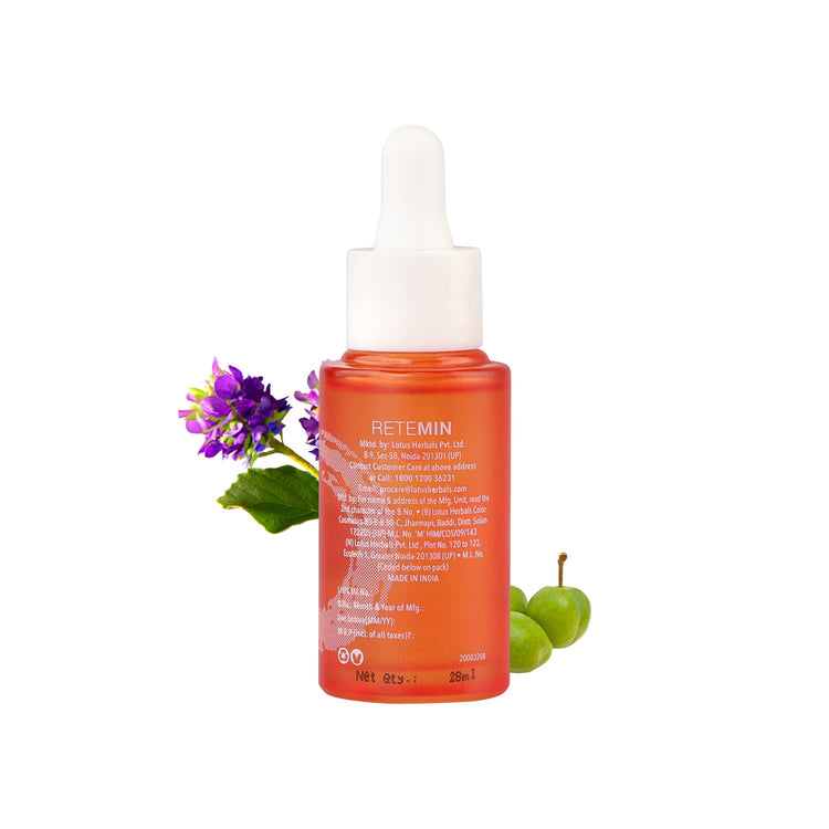 Lotus Retemin Plant Retinol + Vitamin C Brightening Facial Oil | Whitening And Anti-Ageing |Nourishing| Plump Skin|Fine Lines|Paraben Free | 28 Ml