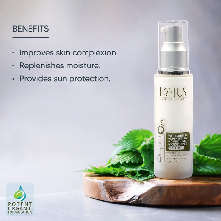 Lotus Professional PHYTORX WHITENING & BRIGHTENING NOURISHING MOISTURISER SPF 25 PA+++ | Brightens skin | Sun Protection | Cruelty Free | 50ml