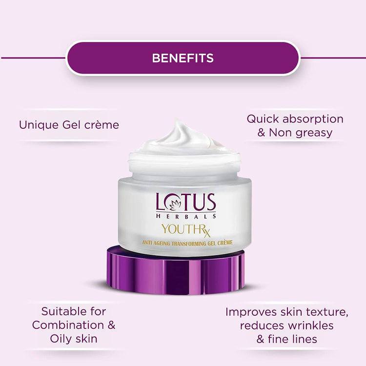 Lotus Herbals Youthrx 20 SPF Anti Ageing Transforming Gel Cream, 50g