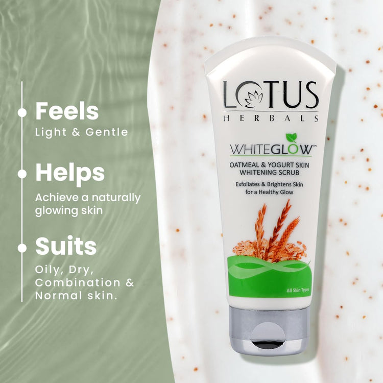 Lotus Herbals White Glow Oatmeal & Yogurt Skin Whitening Scrub (100g) - Pack of 2