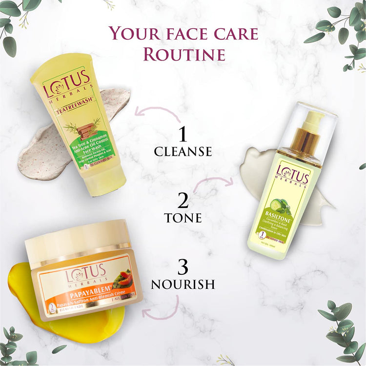Lotus Herbals Teatreewash Face Wash | with Tea Tree Oil & Cinnamon | Anti Acne | Oil Control | For Oily Skin | 120ml (Pack of 2)