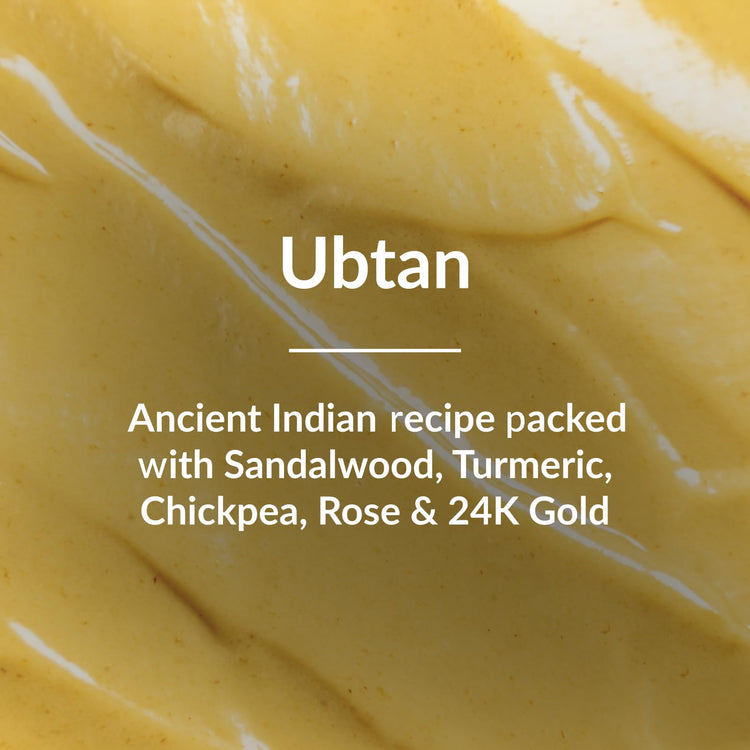 Lotus Botanicals Ubtan De-Tan Radiance Face Scrub | Infused with 24K Gold | For Gentle Exfoliation, Unclogs Pores, Glowing & Rejuvenated Skin, Anti-Tan | No Silicon, No Sulphates, Non-Comedogenic, No Preservatives | 100g