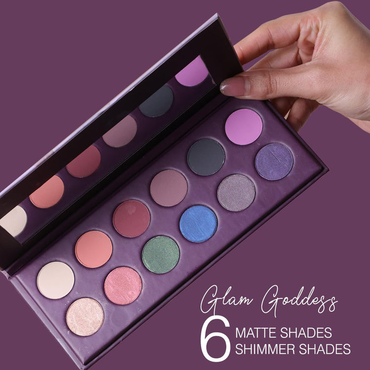 Lotus Make-Up Proedit Eye Primer Infused EyeShadow Palette Glam Goddess| Highly Pigmented| Blendable| 12 Shades|16.8g