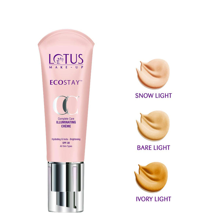 LOTUS MAKE-UP Ecostay Cc Complete Care Illuminating Matte Oil Crème Spf 30, Snow Light, 25 G