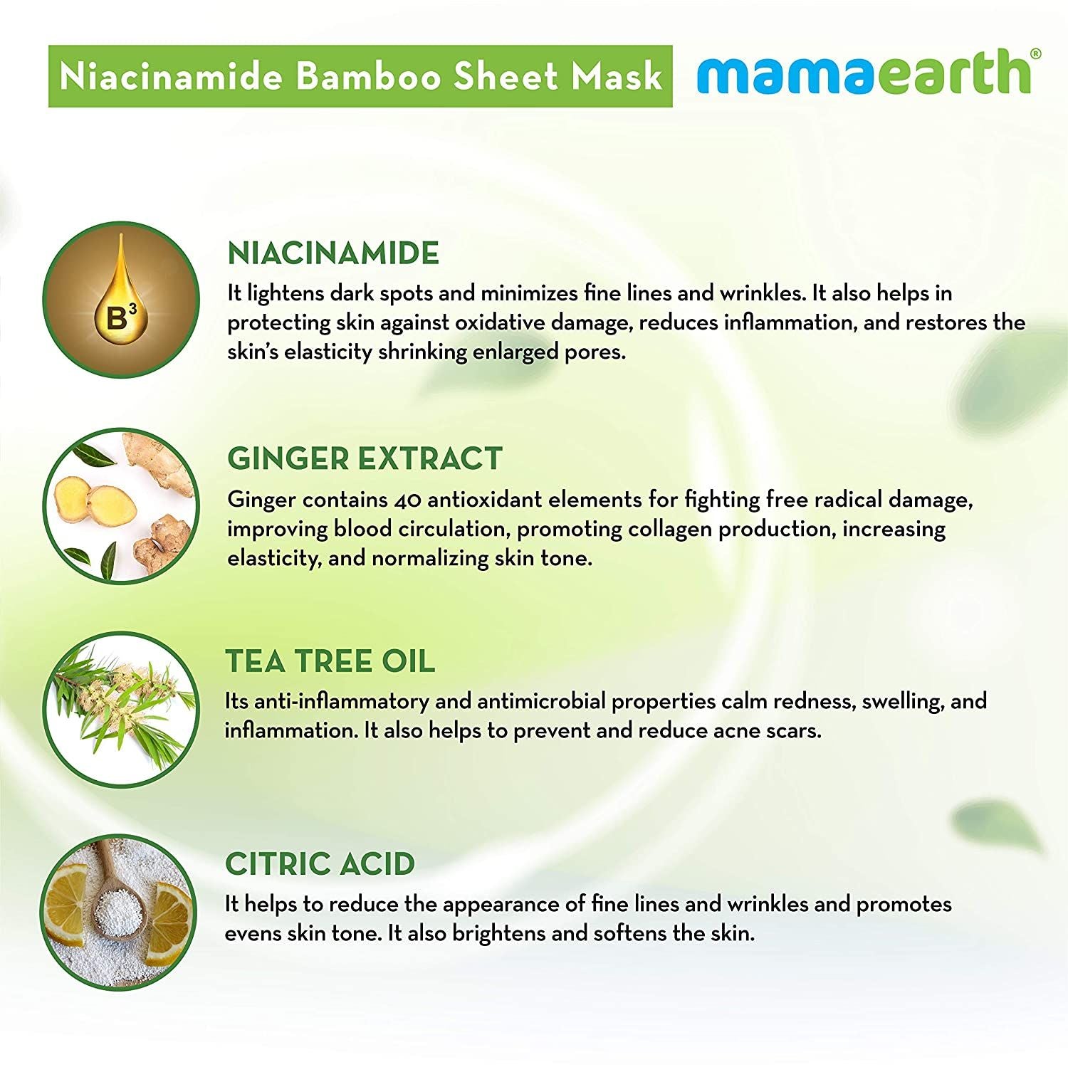 Mamaearth BT Niacinamide Bamboo Sheet Mask 25g