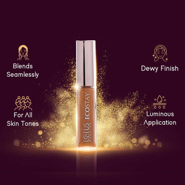 Lotus Make-Up Ecostay High On Glow Highlighter | Illuminating Liquid Highlighter | Lightweight & Blendable | 7ml (Flare, 7ml)