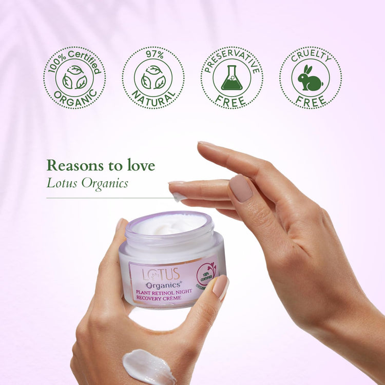 Lotus Organics+ Bakuchiol Plant Retinol Face Cream | Reduces Fine Lines & Wrinkles | Anti-Ageing | 100% Certified Organic Bakuchiol | All Skin Types | For women and Men|50g
