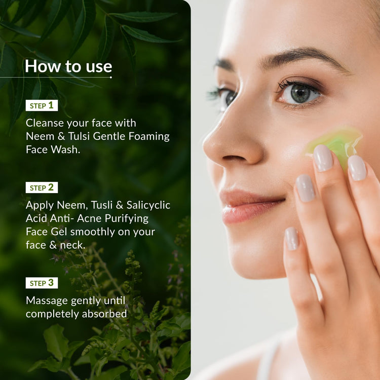 Lotus Botanicals Neem, Tulsi & Salicylic Acid Anti-Acne Purifying Face Gel | Helps Prevent Acne & Pimples | Helps Reduce Skin Redness & Inflammation | No Parabens | Suitable for Acne Prone Skin | 50g