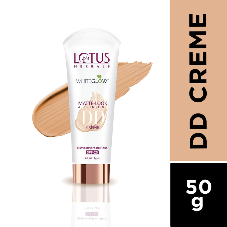 Lotus Herbals Whiteglow Matte Look All In One DD Cream - Natural Beige | SPF 20 | All Skin Types | 50g