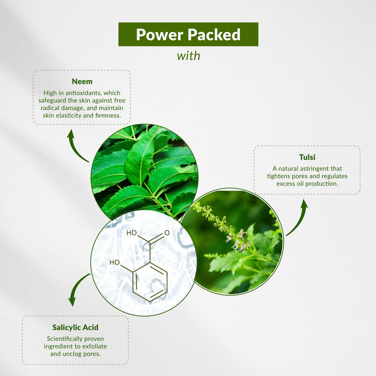 Lotus Botanicals Neem, Tulsi & Salicylic Acid Anti-Acne Purifying Face Gel | Helps Prevent Acne & Pimples | Helps Reduce Skin Redness & Inflammation | No Parabens | Suitable for Acne Prone Skin | 50g