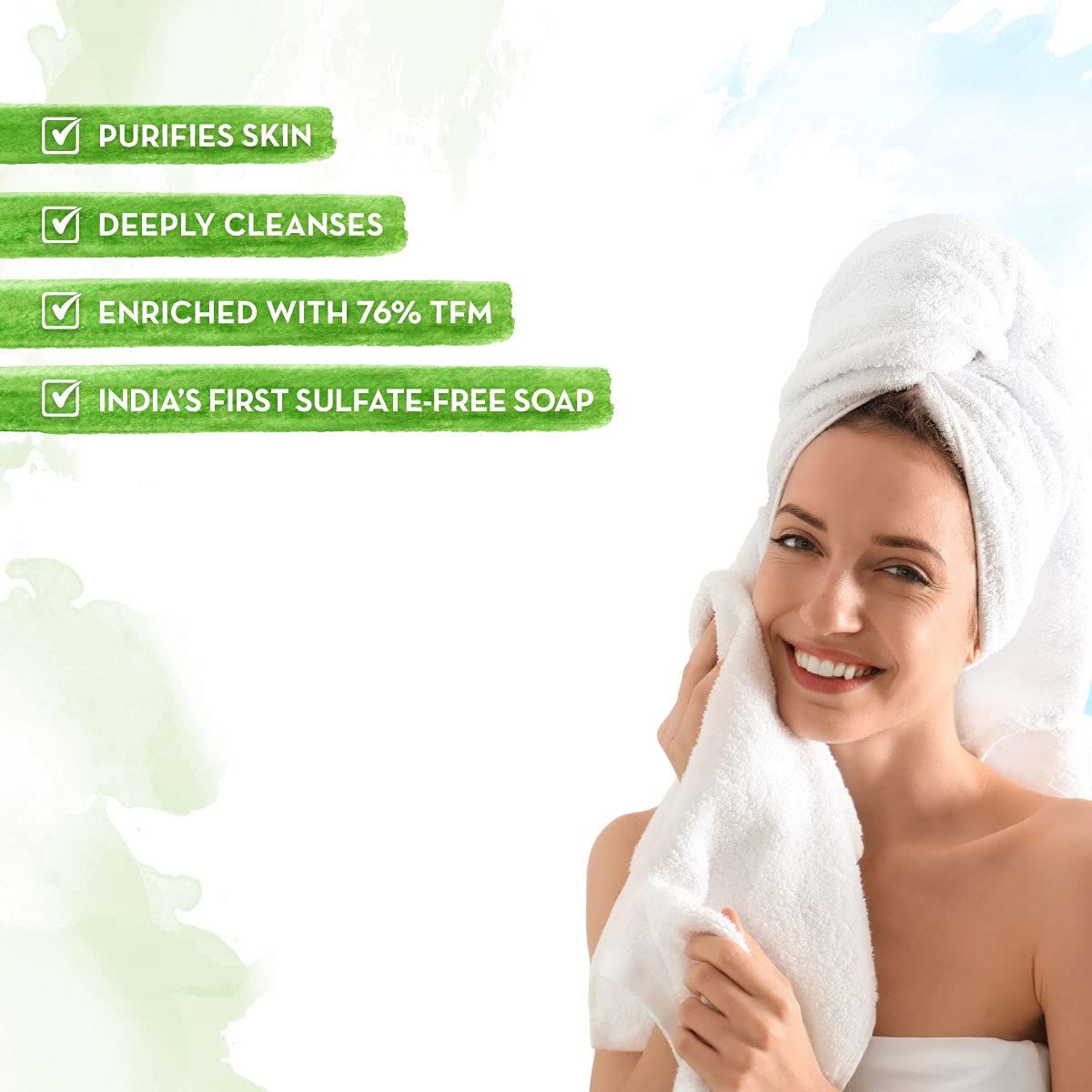 Tea Tree Nourishing Bathing Soap With Tea Tree and Neem for Skin Purification - 5x75g