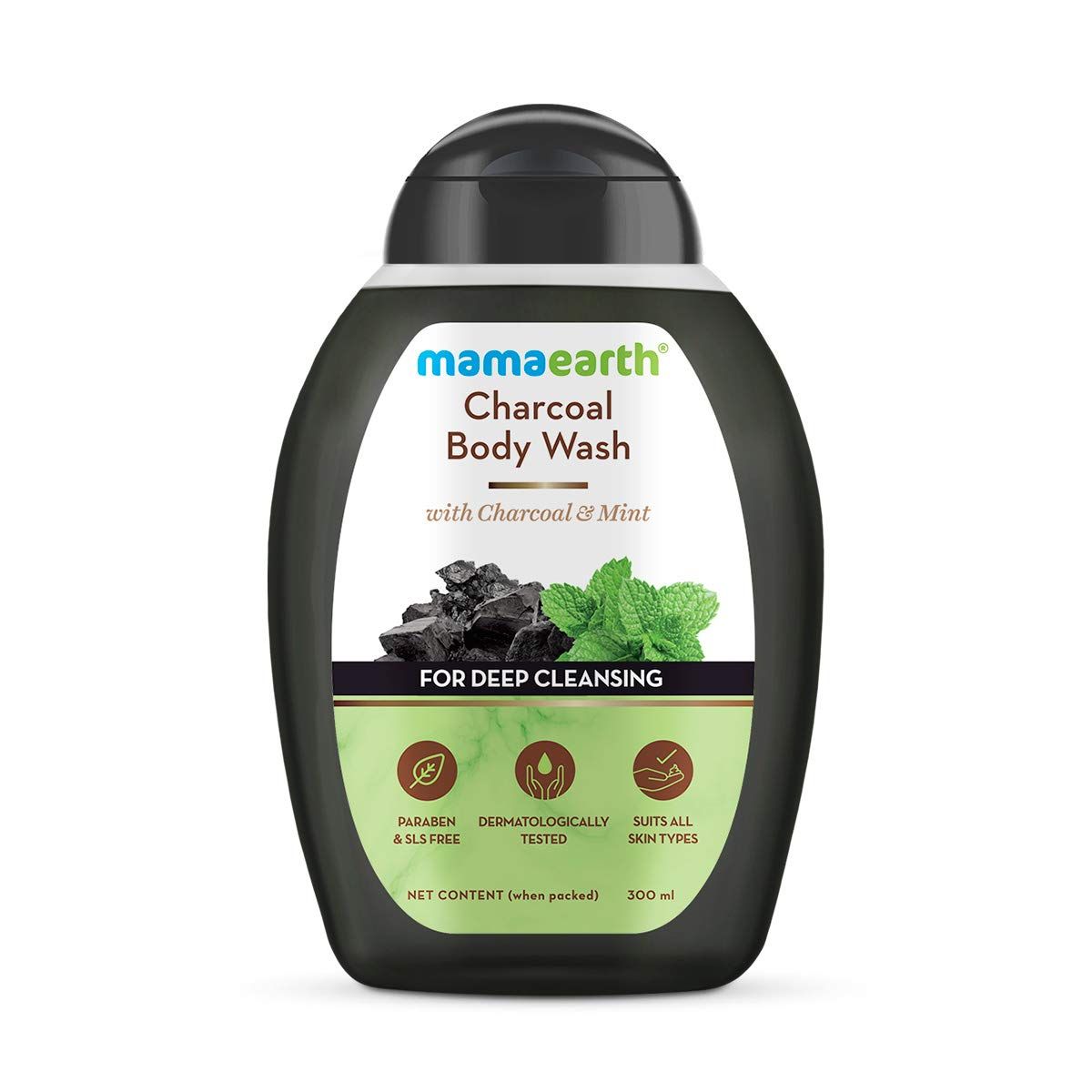 Charcoal Body Wash With Charcoal and Mint for Deep Cleansing - 300 ml