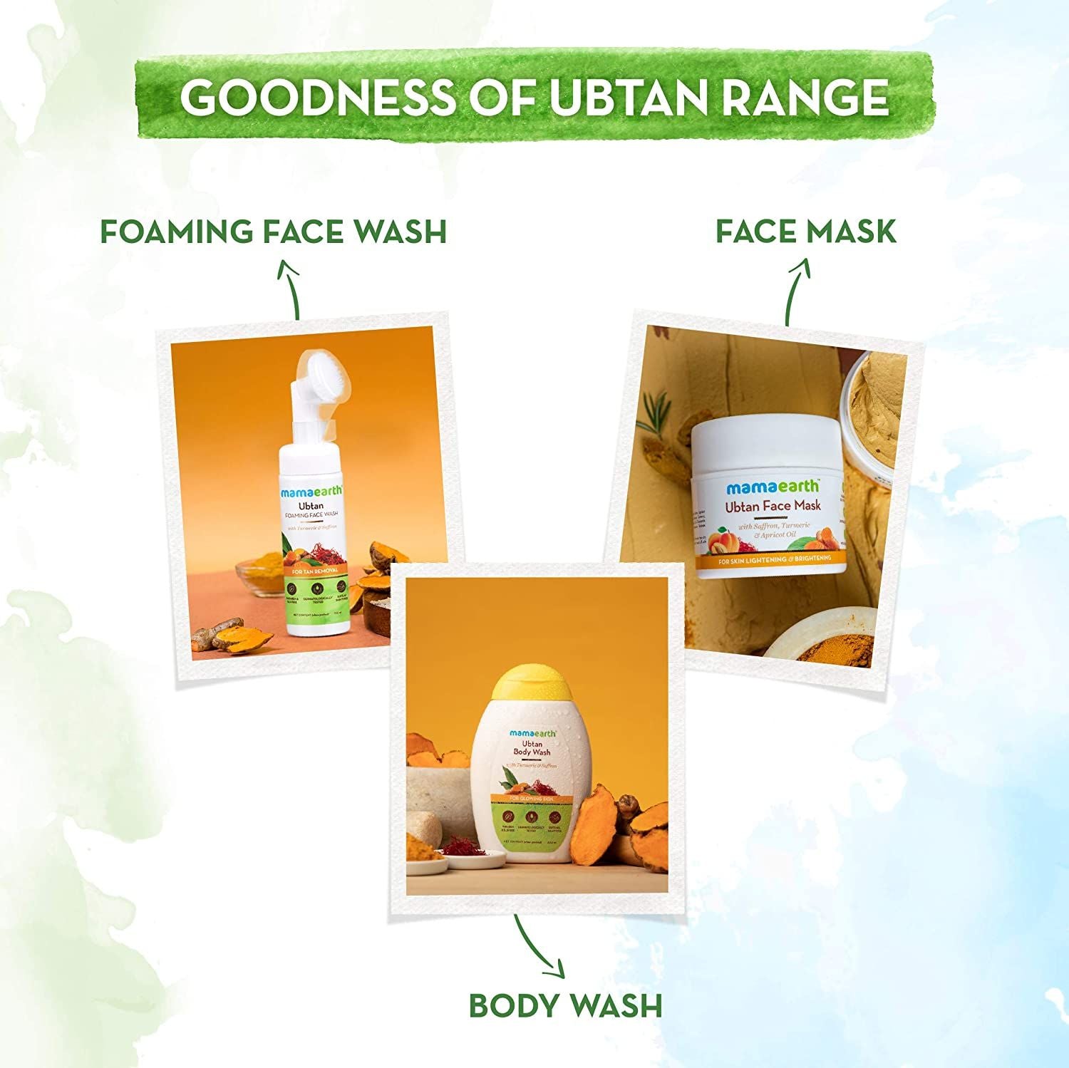 Ubtan Foaming Face Wash with Turmeric and Saffron for Tan Removal - 150ml