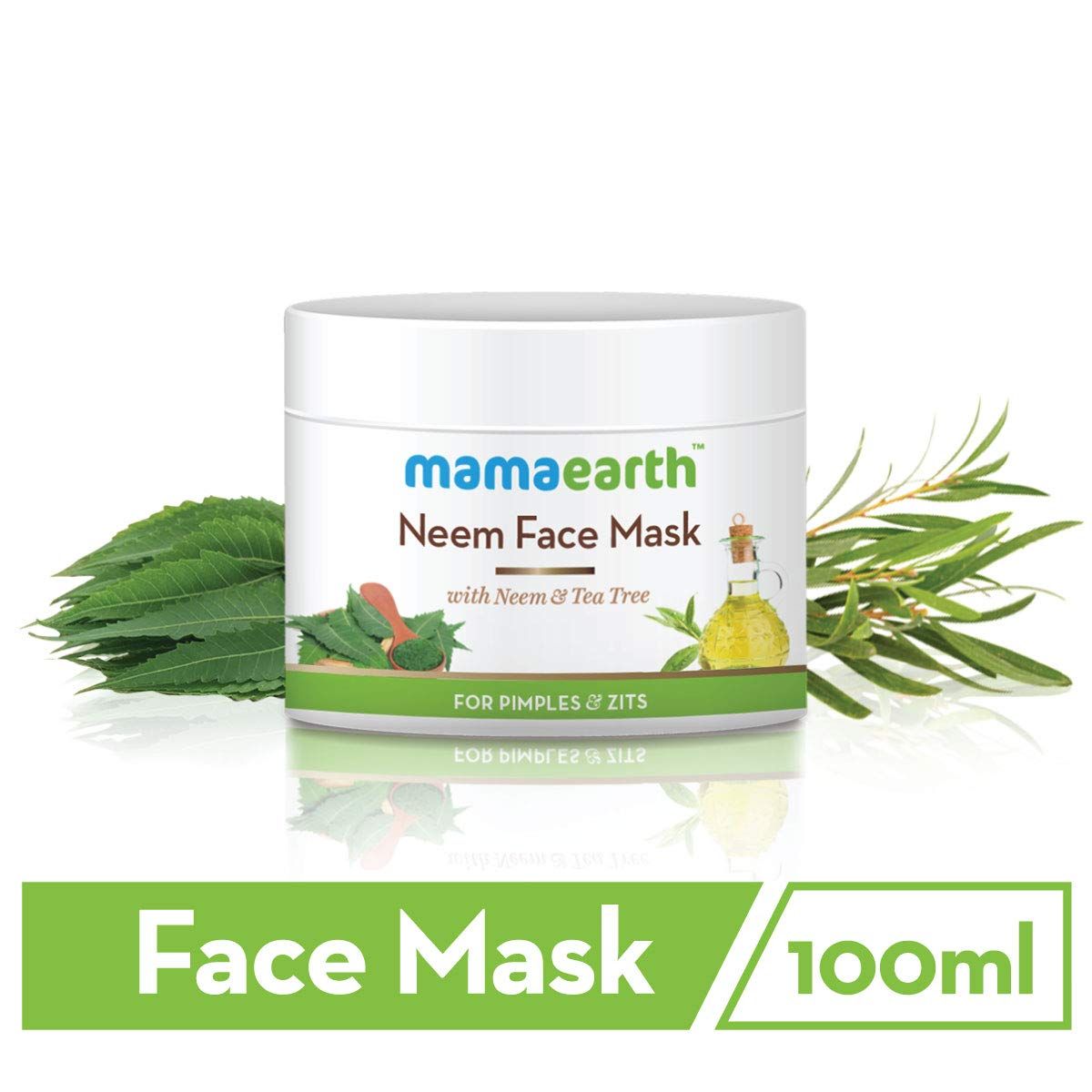 Neem Face Mask with Neem and Tea Tree for Pimples and Zits, 100 ml