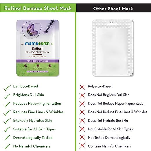Retinol Bamboo Sheet Mask with Retinol and Bakuchi for Fine Lines and Wrinkles - 25 g