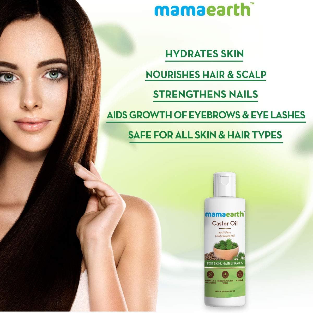 Castor Oil for Healthier Skin, Hair and Nails with 100% Pure and Natural Cold-Pressed Oil, 150ml