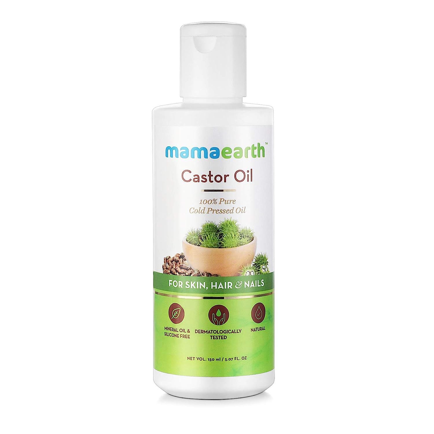 Castor Oil for Healthier Skin, Hair and Nails with 100% Pure and Natural Cold-Pressed Oil, 150ml