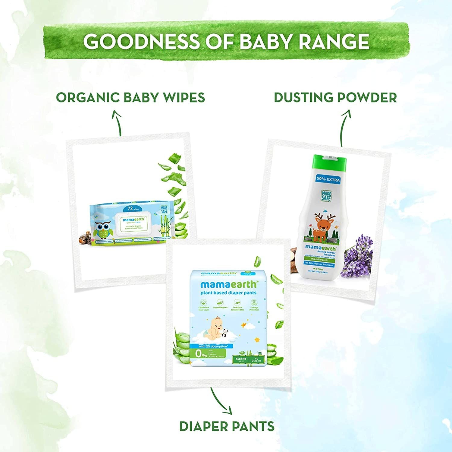 Organic Bamboo Based Baby Wipes - Pack of 3 (72x3)