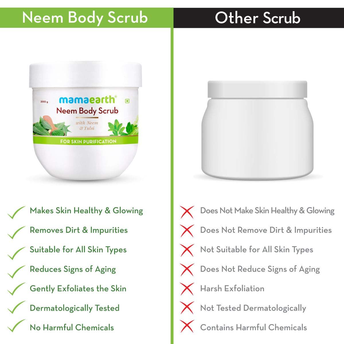 Neem Body Scrub with Neem and Tulsi for Skin Purification - 200 g