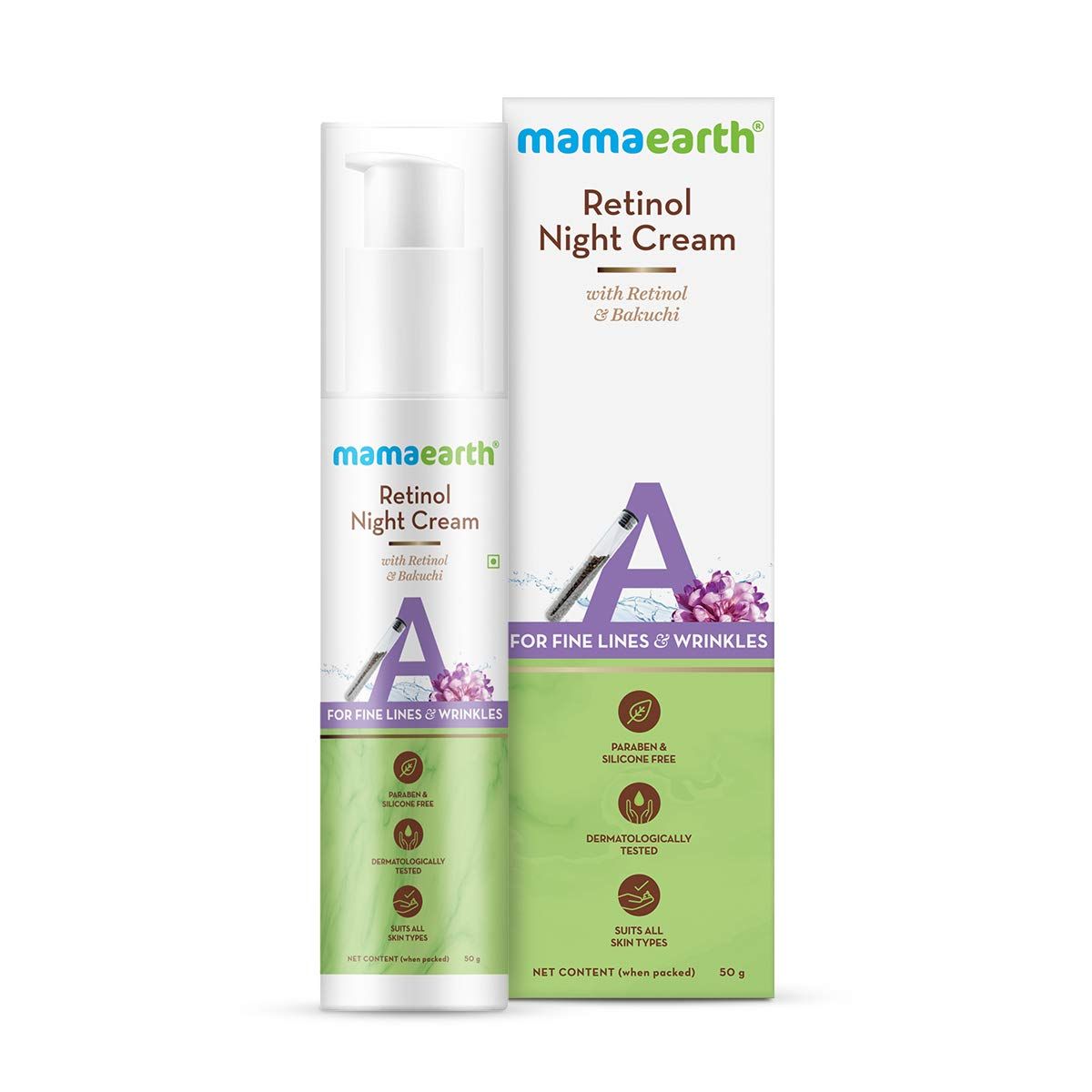 Retinol Night Cream For Women with Retinol and Bakuchi for Anti Aging, Fine Lines and Wrinkles - 50 g