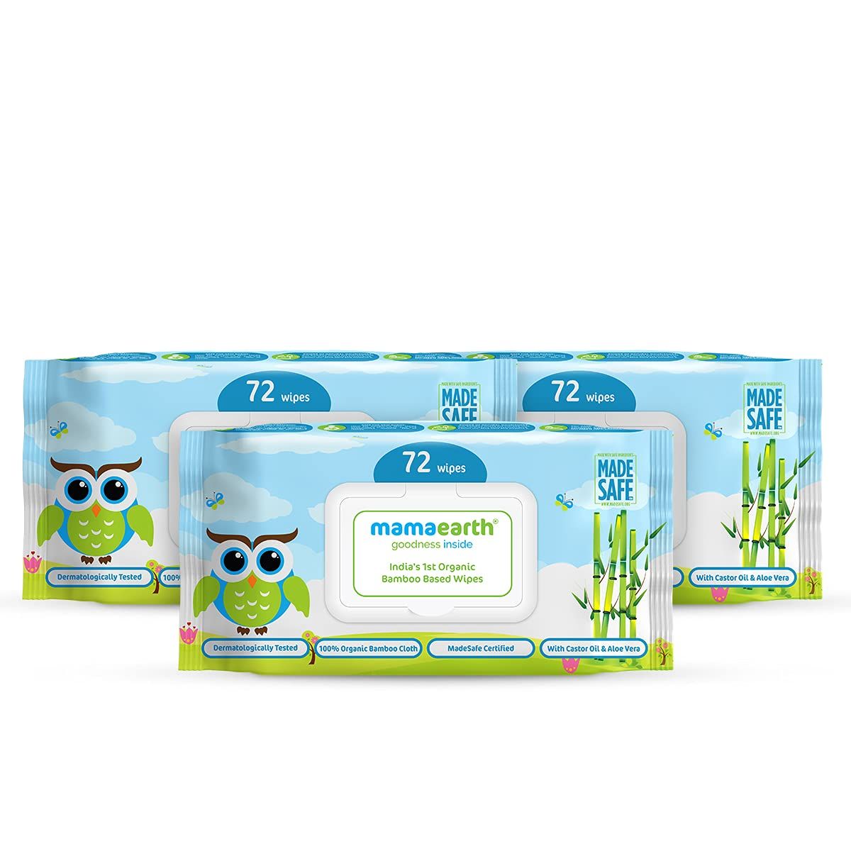 Mamaearth BB Organic Bamboo Based Baby Wipes 72x3