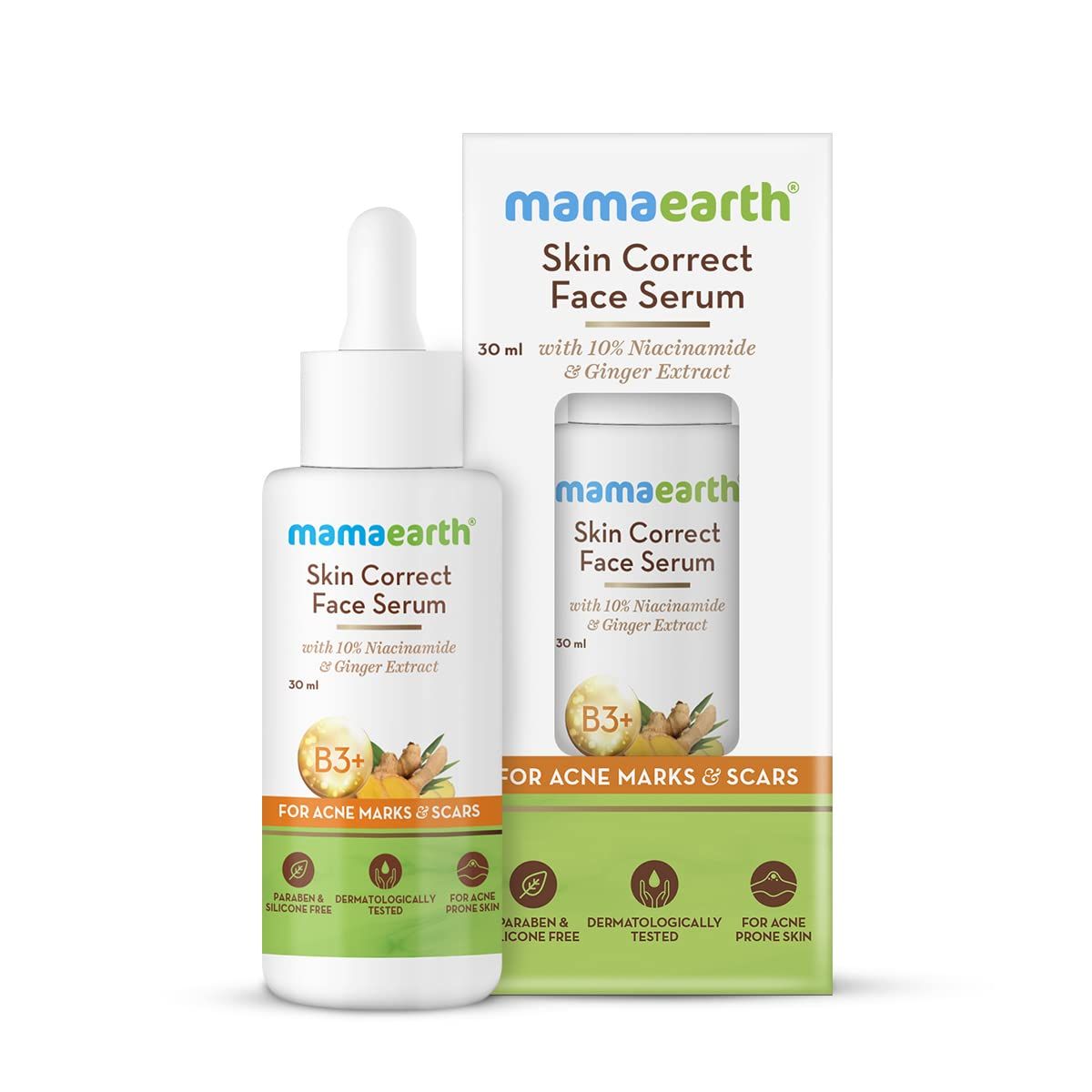 Skin Correct Face Serum with Niacinamide and Ginger Extract for Acne Marks and Scars - 30 ml