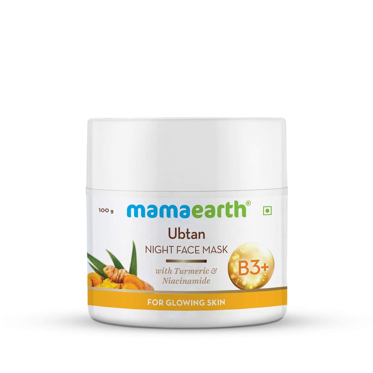 Ubtan Night Face Mask with Turmeric and Niacinamide for Glowing Skin - 100 g