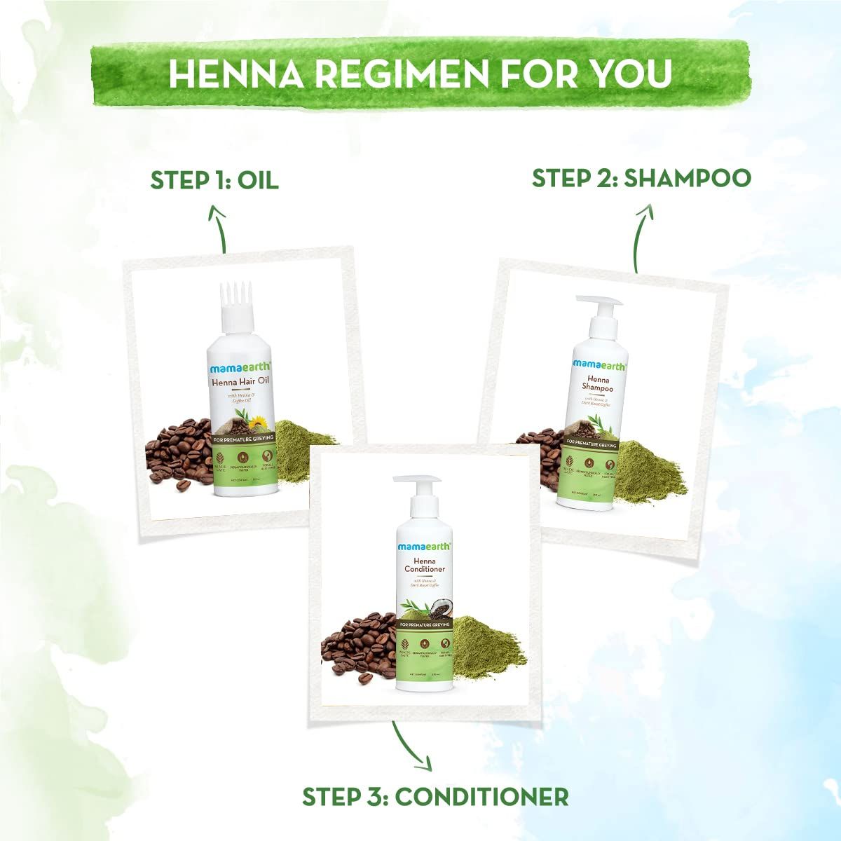 Henna Hair Oil with Henna & Coffee Oil for Premature Graying - 150 ml