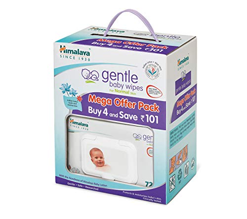 Himalaya Gentle Baby Wipes Mega Offer Pack (4N x 72's) Save Rs.101/-, White, Pack of 1