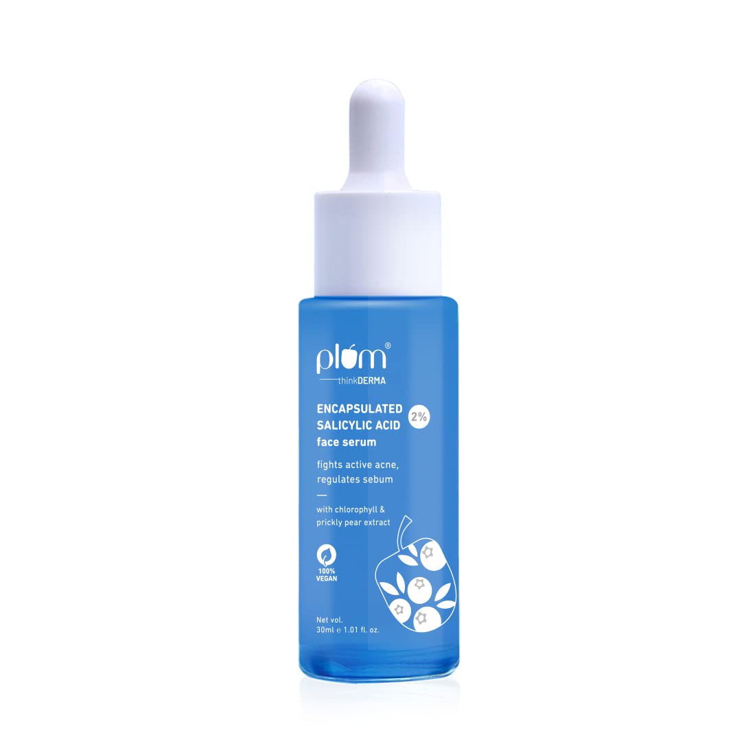 Plum thinkDERMA 2% Encapsulated Salicylic Acid Face Serum | Fights Active Acne | Regulates Sebum | Controls Oil | Calms & Soothes Inflammation | Lightweight & Quick-absorbing | 100% Vegan | 30 ml