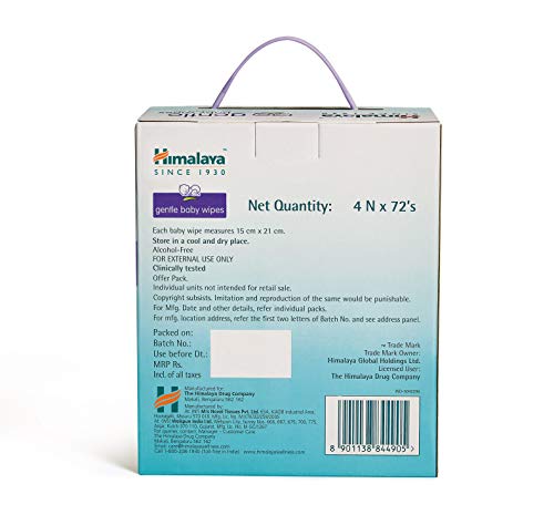 Himalaya Gentle Baby Wipes Mega Offer Pack (4N x 72's) Save Rs.101/-, White, Pack of 1